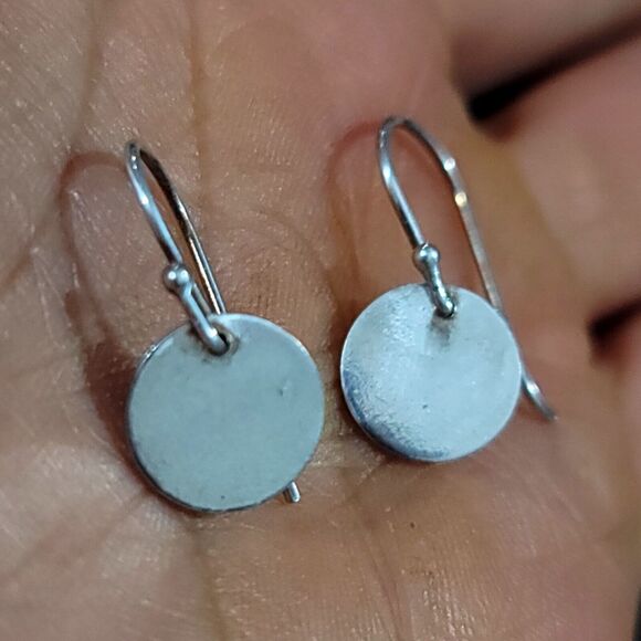 Sterling Silver Coin Disc Earrings - Picture 5 of 6